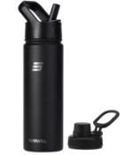RRP £7.10 SUNWILL Metal Water Bottle with Straw Stainless Steel