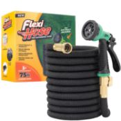 RRP £48.98 Flexi Hose 75FT Expandable Garden Hose with Solid Brass Fittings, Black