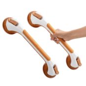 RRP £52.79 TAILI Suction Grab Rail for Bathroom,43cm,110kg,NoDrill,Bath,Woodgrain,2pcs