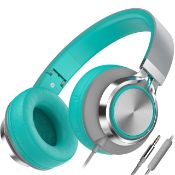 RRP £12.77 Ailihen C8 Wired Headphones with Microphone and Volume Control, Grey Mint