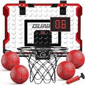 RRP £22.67 TEMI Basketball Hoop Indoor for Kids, 4 Balls & Electronic Scoreboard