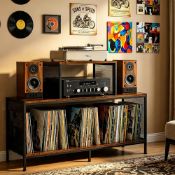 RRP £122.48 Record Player Stand with Vinyl Storage, 350+ Vinyl Record Storage Cabinet