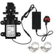 RRP £19.83 DC 24V Diaphragm Pump,1GPM 4L/Min Water Pump 3/8" 10mm with Power Supply
