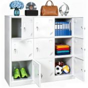 RRP £239.99 9 Door Storage Cabinet, Lockable Cold-Rolled Steel Locker Unit with Keys