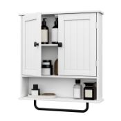 RRP £29.36 RRX Bathroom Cabinet Wall Mounted Medicine Cabinets with Towels Bar (White)
