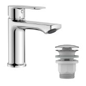 RRP £40.41 BELZ Chrome Basin Tap with Waste, Single Lever Hot & Cold Bathroom Sink Tap