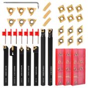 RRP £65.99 28PCS 12mm 1/2" Indexable Lathe Turning Tool Kit with 21PCS Carbide Inserts