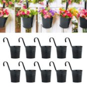 RRP £25.19 KINGLAKE 10Pcs 16cm Metal Hanging Plant Pots with Detachable Hook