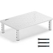 RRP £9.03 BONTEC Adjustable Monitor Stand, 3 Height Levels, Metal Mesh, 20 kg, White