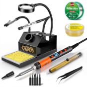 RRP £40.90 100W Soldering Iron Kit, Heavy-Duty Non-Slip Stand, 180-500 C, Auto Sleep