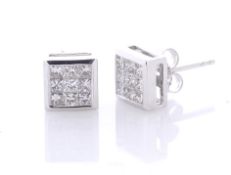 10ct White Gold Fancy Cluster Diamond Earrings 1.00 Carats