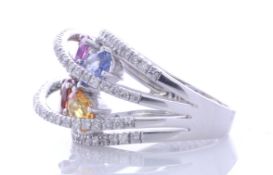14ct White Gold Diamond And Coloured Sapphire Ring (S 5.76) 1.45 Carats