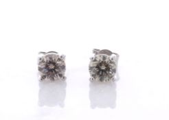 18ct White Gold Single Stone Claw Set Diamond Earrings 1.30 Carats