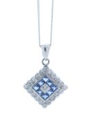 18ct White Gold Cluster Diamond And Sapphire Pendant (S 0.25) 0.40 Carats