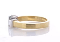 18ct Yellow Gold Three Stone Princess Cut Diamond And Emerald Ring (E0.15) 0.30 Carats