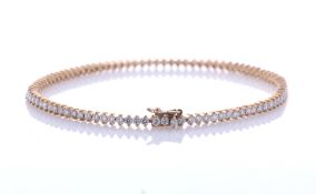 18ct Rose Gold 7.5" Tennis Diamond Bracelet 2.50 Carats