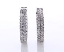 10ct White Gold Diamond Hoop Earrings 3.00 Carats