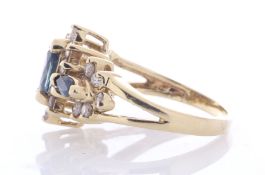 14ct Yellow Gold Cluster Diamond And Sapphire Ring (S 0.40) 0.50 Carats