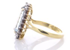 18ct Yellow Gold Cluster Diamond And Aqua Marine Ring (A 5.00) 0.40 Carats