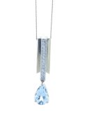 14ct Yellow Gold Diamond And Aqua Marine Pendant (A 1.13) 0.18 Carats