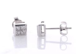 10ct White Gold Cluster Diamond Earrings 0.50 Carats