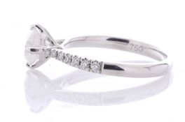 18ct White Gold Single Stone Shoulder Set Diamond Ring (1.04) 1.24 Carats