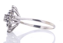 White Gold Flower Cluster Diamond And Sapphire Ring (S 0.54) 0.68 Carats