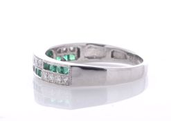 18ct White Gold Semi Eternity Diamond And Emerald Ring (E 0.40) 0.25 Carats