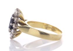 18ct Yellow Gold Oval Cluster Claw Set Diamond And Sapphire Ring (S0.97) 0.36 Carats