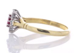 18ct Yellow Gold Oval Cluster Diamond And Ruby Ring (R0.33) 0.25 Carats