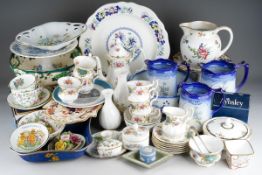 Two boxes of miscellaneous ceramics - bowls, serving dishes, plates, part tea sets including Mason's