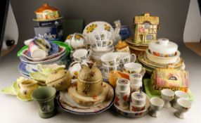 A large collection of ceramics and tea wares to include Lord Nelson Pottery cruet set and lidded