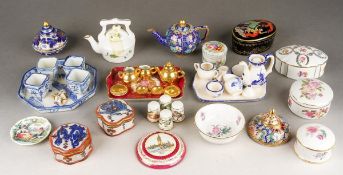 Assorted ceramics to include a Limoges style miniature teaset, a Continental blue and white