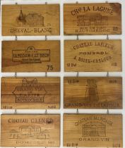 + VAT 30 Assorted Wooden Box Ends including Ch. Margaux, Ch. Mouton Rothschild, Cheval Blanc & Ch.