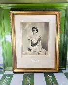 Queen Elizabeth II -Vintage Lithograph Signed Elizabeth R Dated 1956- Wilding (Dorothy) Portrait