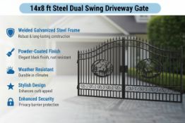 Unused Iron Gate 14' - Deer & Palm (Deer Decor) (Location: Elkton, MD)