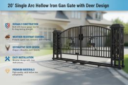 Unused Iron gate 20' single arc hollow with Deer in the middle (Location: North Highlands, CA)