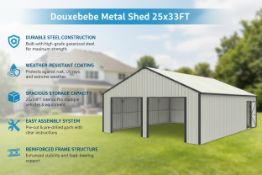 Unused Douxebebe Metal Shed 25x33FT (Location: Alvarado, TX)