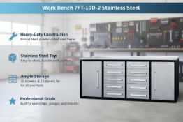 Unused Work Bench. 7FT-10D-2 Stainless Steel (Location: North Highlands, CA)