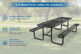 Unused 6ft rectangle outdoor picnic table Black (Location: Elkton, MD)