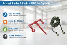 Unused 1 Box (qty 5)Ratchet binder and (qty 10)chain 5400 lbs (Location: North Highlands, CA)