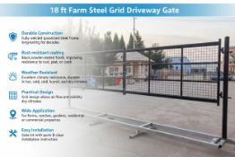 Unused Farm Metal Driveway Gate TM18. Grid iron gate 18' (Location: Elkton, MD)