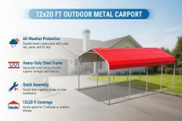 Unused Steel Carport 12x20ft 1.525m Arch space (Location: Alvarado, TX)