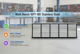 Unused Work Bench. 10FT-18D Stainless Steel (Location: Elkton, MD)