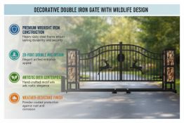 Unused Iron gate 20' double arc with Deer in the middle (Location: North Highlands, CA)