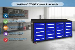 Unused Work Bench 7FT-20D 01C wheels & side handles (Location: Elkton, MD)