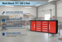 Unused Work Bench 7FT-10D-2 Red (Location: Alvarado, TX)