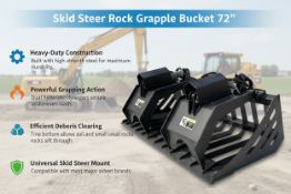 Unused Skid Steer Rock Grapple Bucket 72