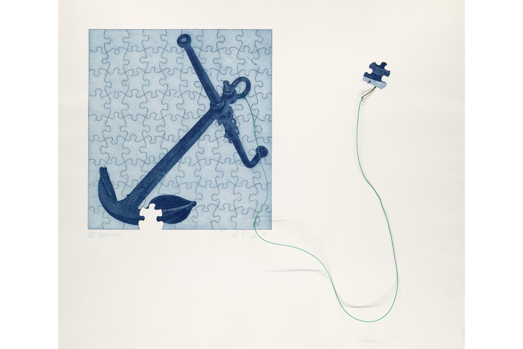 Robin Page Etching 1234. (Seascape, Landscape, Skyscape und Not yet Sunset.) 1972.