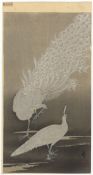 Koson Ohara, White Peacocks, First Edition, Japanese Art *